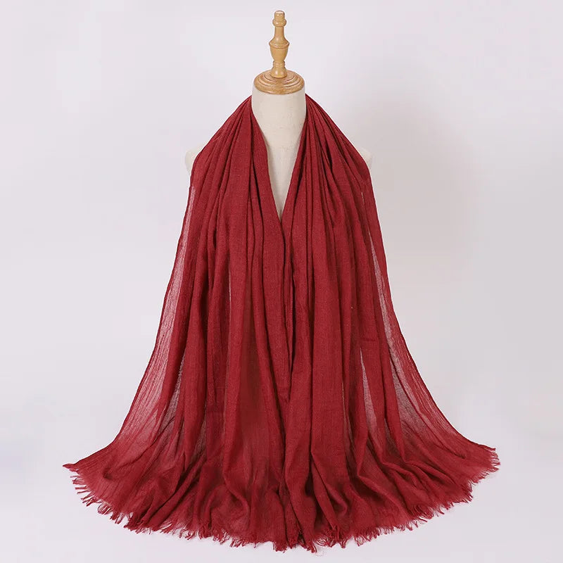 High Quality Viscose Cotton Hijab Shawls Plain Tassels Polyester Veils for Hijab Ladies Good Vibrations