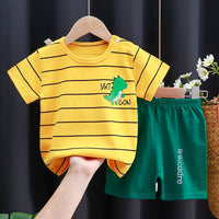 Kids Clothes Set Baby Boy/Girl T-Shirt + Shorts Summer Clothing Cotton Cartoon Casual Boys Tracksuit Children Baby Clothes Set Good Vibrations