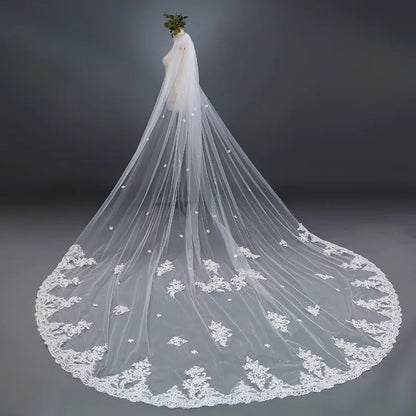 Wholesale Wedding Accessory One-Layer Veils With Lace Flower Bridal Veils 3M 4M 5M Soft Tulle Wedding Veil Good Vibrations