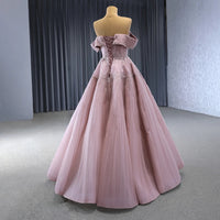 Pink Elegant Sexy Shining Pleated Off-The-Shoulder Plus Size Party Dresses Rsm241002-1 Good Vibrations