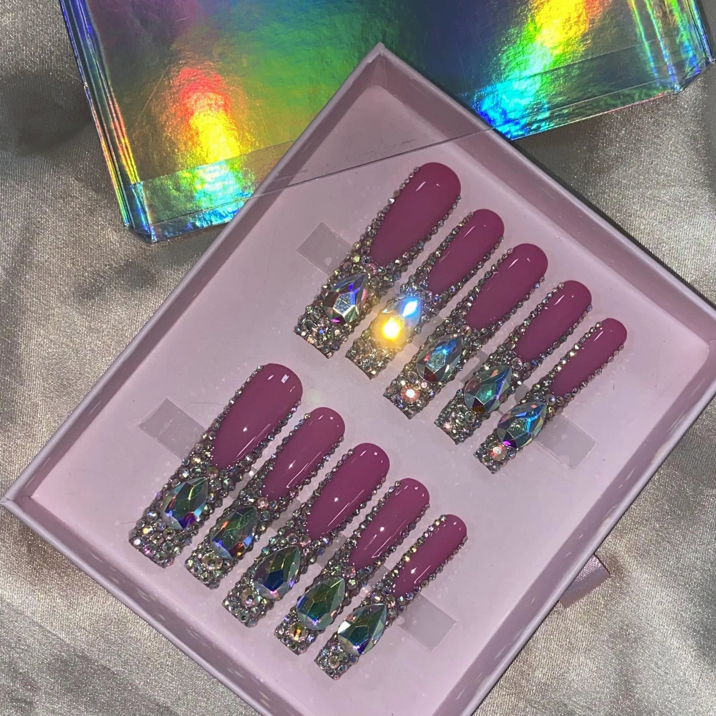 High Quality Multiply Designs 3D Handmade Customize Salon Press on Nails Acrylic Materials Set Good Vibrations