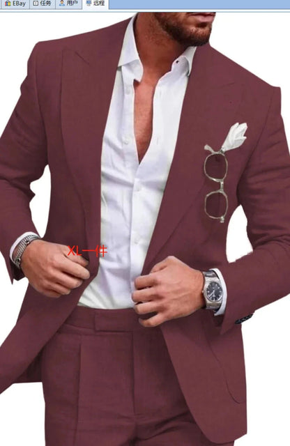 S-4XL Men Suits Prom Tuxedo Slim Fit 2 Piece Groom Wedding Suits for Men Custom Blazer 2 Pieces (jacket+pant)