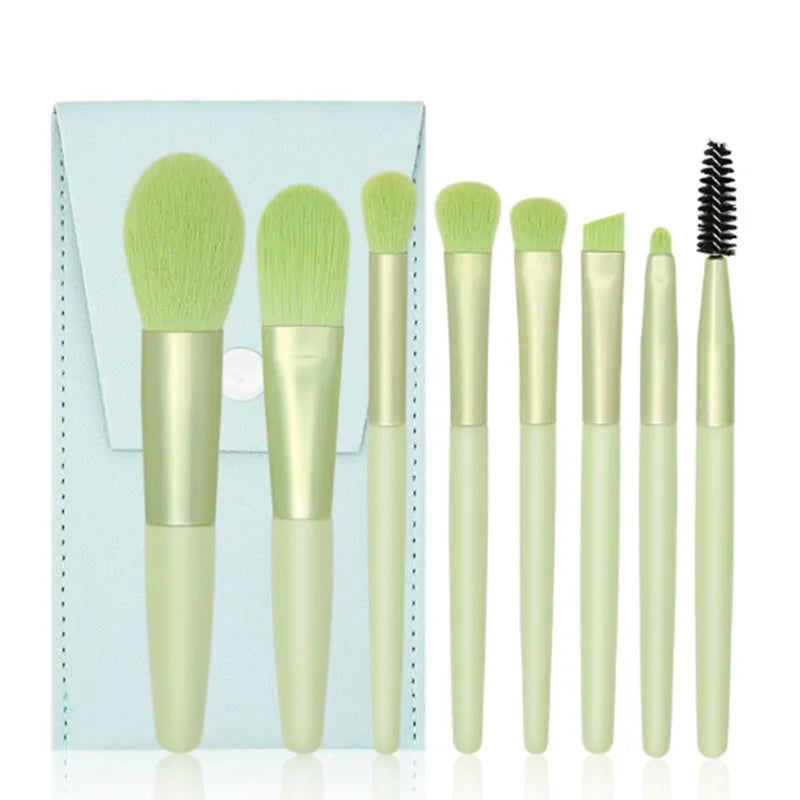8pcs Macaron Makeup Brushes Set Eye Shadow Foundation Tool 8pcs Mini Travel Portable Cute Makeup Brush for Kids with Zipper Bag Good Vibrations
