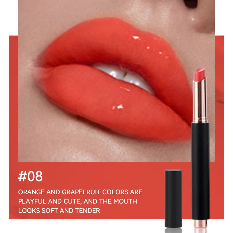Custom Private Label Press Glossy Lip Stick Hydrating Moisturizing Plumping Vegan Non-drying Lipstick Nourishing Lip Stain Good Vibrations