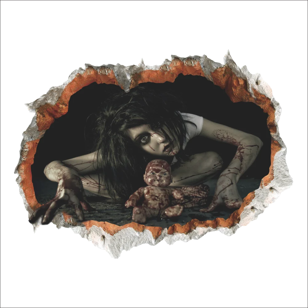 Halloween decoration accessories Horror 3D ghost wall stickers Decal for Halloween haunted house Removable home decor Good Vibrations