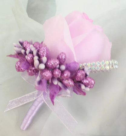YO CHO Wedding Bouquet Artificial Rose Flowers Blue Brooch Corsages Glitter Rhinestone Ribbon Lace Classic Prom Boutonniere Pins Good Vibrations