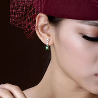 Sterling Silver Fine Oval Drop Earrings Long Dangle Emerald Ohrring Green CZ Gemstone Gioielli Silver 925 Jewelry for Women Gift Good Vibrations