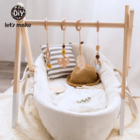 Baby Toys Wooden Play Gym Toys Nordic Baby Room Decor Wood Nursery Sensory Toy Gift Infant Room Clothes Rack Accessories Rattles Good Vibrations