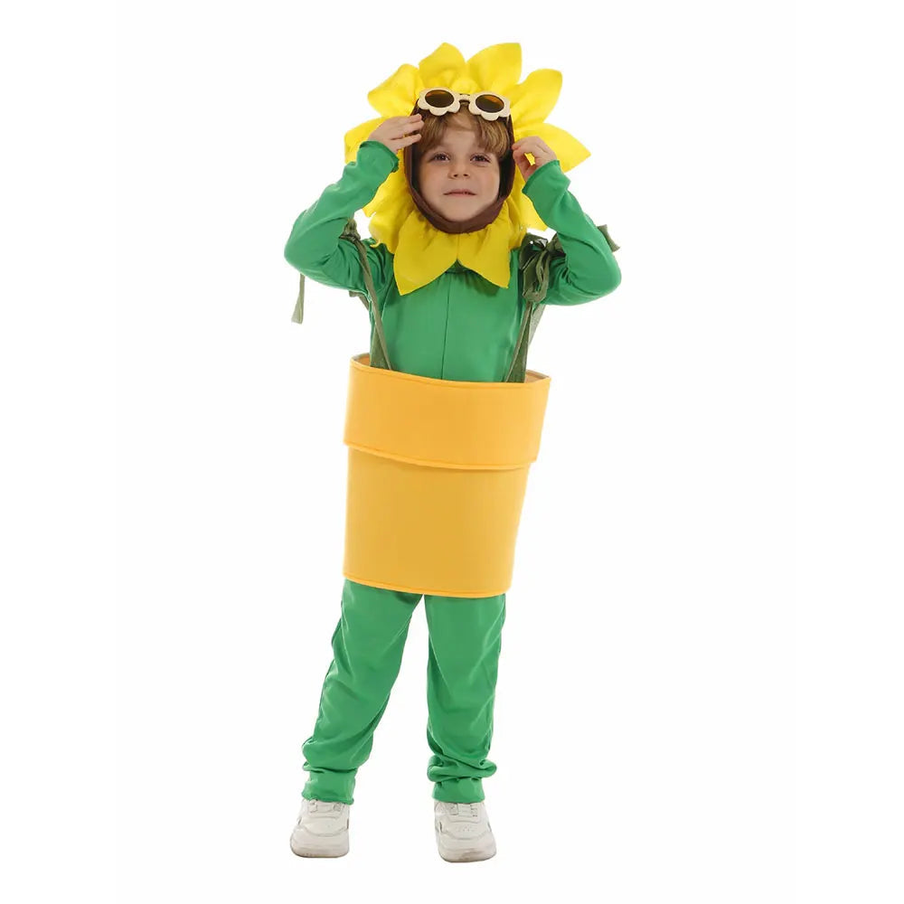 Halloween Costumes Sunflower Cosplay School Performance Show for Kids Boys Girls Sun Flower Plant Cosplay Costumes Good Vibrations
