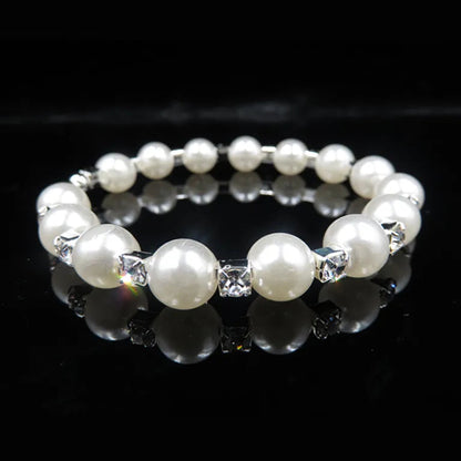 Wedding Bridal Jewelry Set String of Pearls Prom Silver Color Crystal Bracelet Necklace Earrings for Women jewellery sets Good Vibrations Adult Super Store