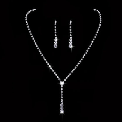 Fashion Crystal Bride Jewelry Set Rhinestone Silver-plated Wedding Dress Banquet Necklace Earring Set Ladies Gift Good Vibrations Adult Super Store