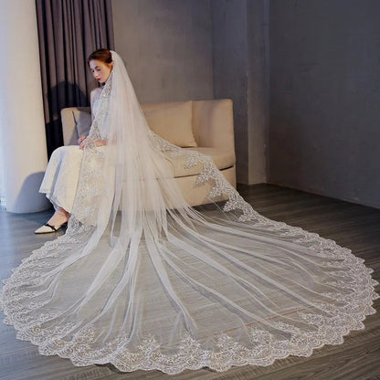 High Quality Latest Long Tulle Wedding Bridal Veil Lace Lady Wedding Veil Good Vibrations