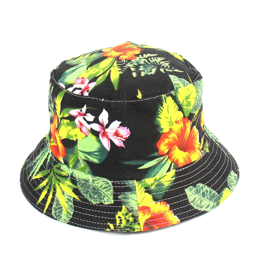 22 Colors Printed Bucket Hat Unisex Ins Trend Flat Top Outdoor Fisherman Hats Men Sunshade Caps Summer Travel Sun Cap Wholesale Good Vibrations