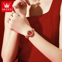 Olevs 5630 Watch Waterproof Quartz Movt Wristwatch Women Luxury Red Top Brand Diamond Exclusive Blessing Bracelet Women Watches Good Vibrations