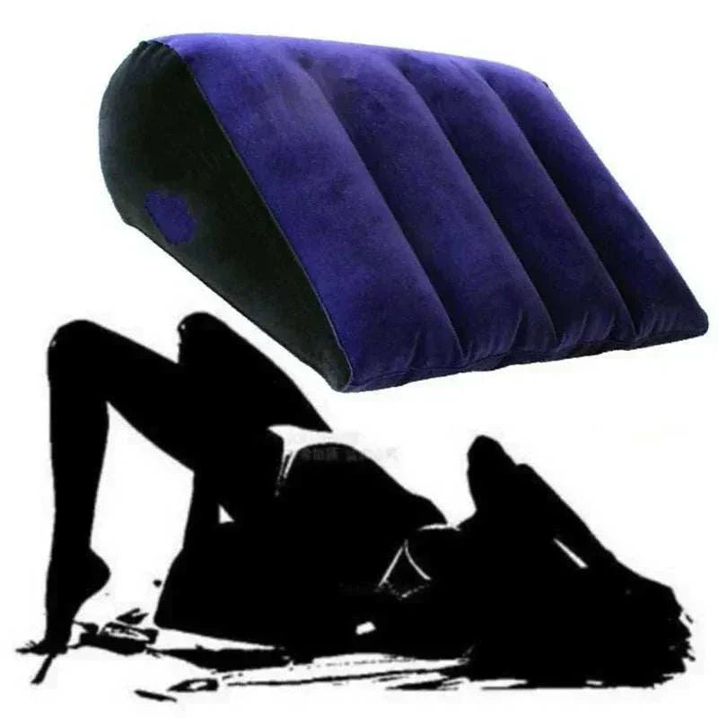 Inflatable erotic wedge pillow for adult couples games and positions.