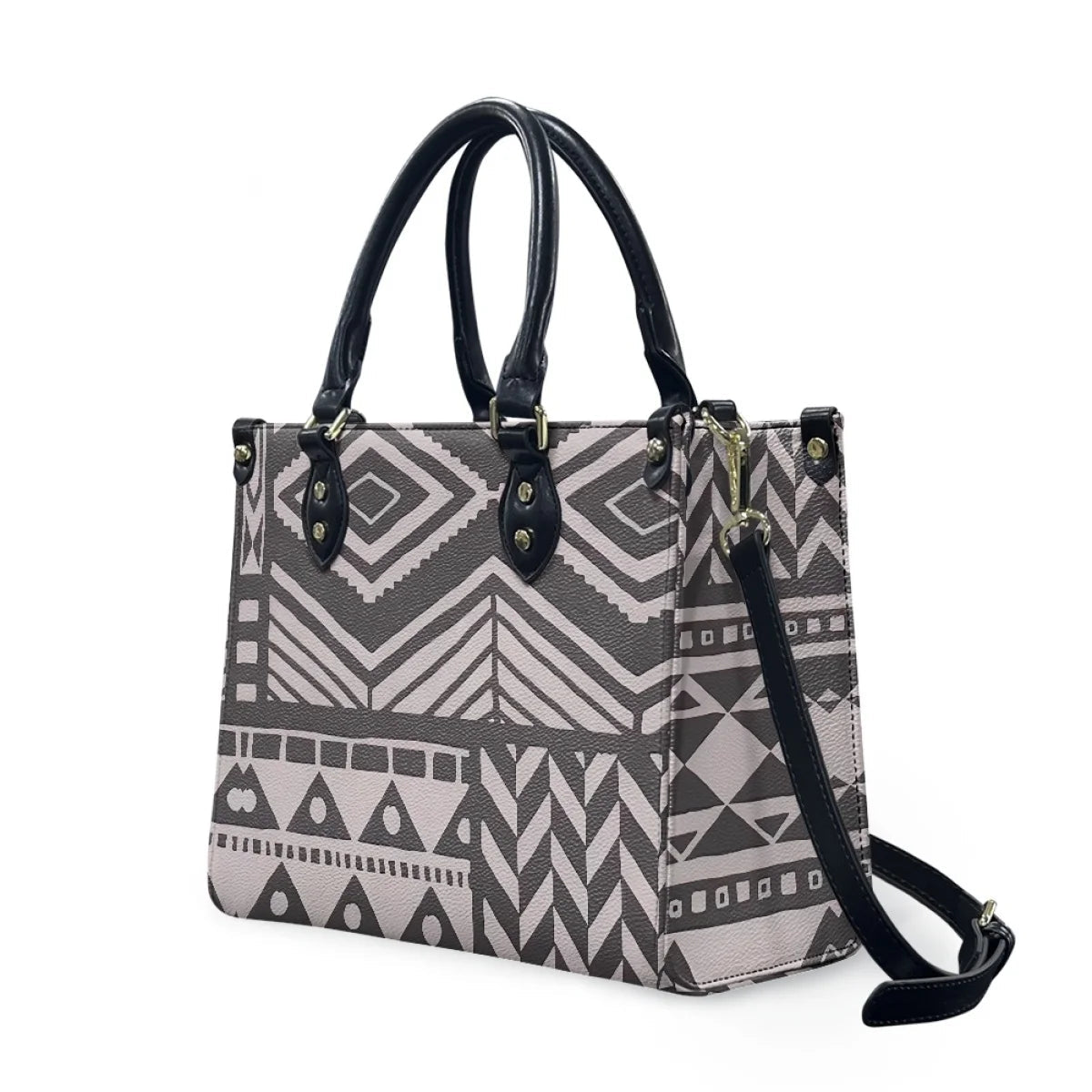 Customized Luxury Leather Women Handbag Hawaii Tribal Polynesian Tattoo Print Pu Leather Purse Shoulder Bag Lightweight Tote Bag Good Vibrations