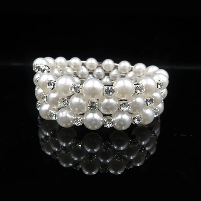 Wedding Bridal Jewelry Set String of Pearls Prom Silver Color Crystal Bracelet Necklace Earrings for Women jewellery sets Good Vibrations Adult Super Store