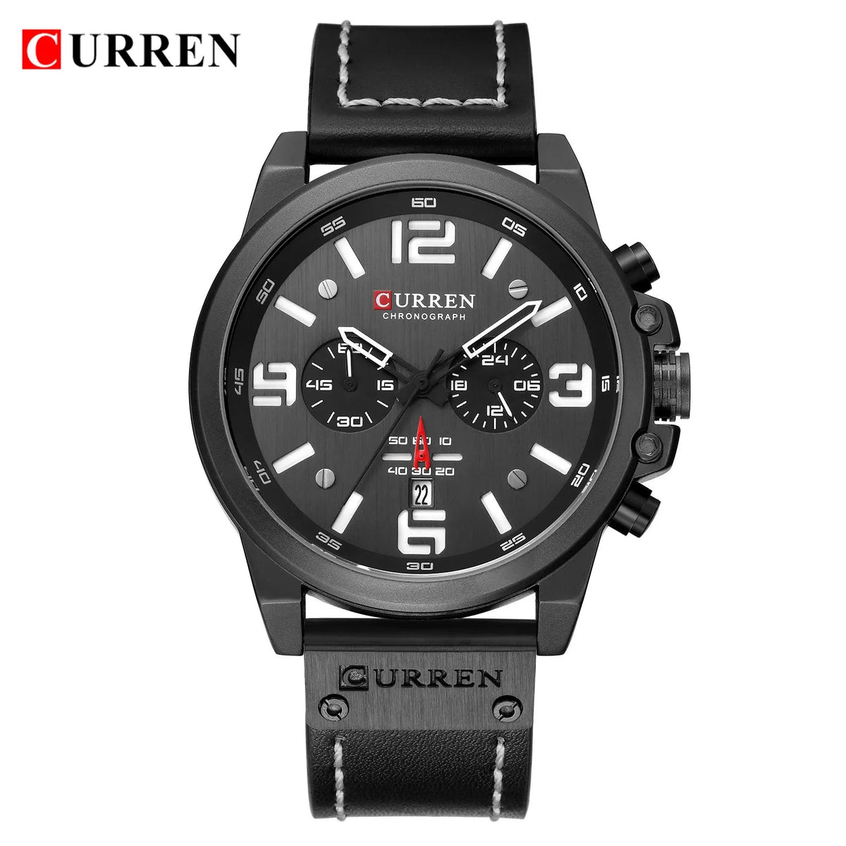 CURREN Mens Watches Top Luxury Brand Waterproof Sport Wrist Watch Chronograph Quartz Military Genuine Leather Relogio Masculino Good Vibrations