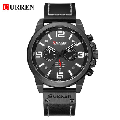 CURREN Mens Watches Top Luxury Brand Waterproof Sport Wrist Watch Chronograph Quartz Military Genuine Leather Relogio Masculino Good Vibrations