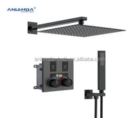 Luxury Black Brass 2 Function Button Touch Digital Shower System Bathroom Thermostatic Hot and Cold Concealed Shower Mixer Set Good Vibrations