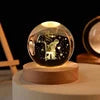 Gift Custom 3d Art 6cm Crystal Ball Night Lamp Luminous USB Wood Base Glowing Decoration Solar System Led Night Lights Good Vibrations
