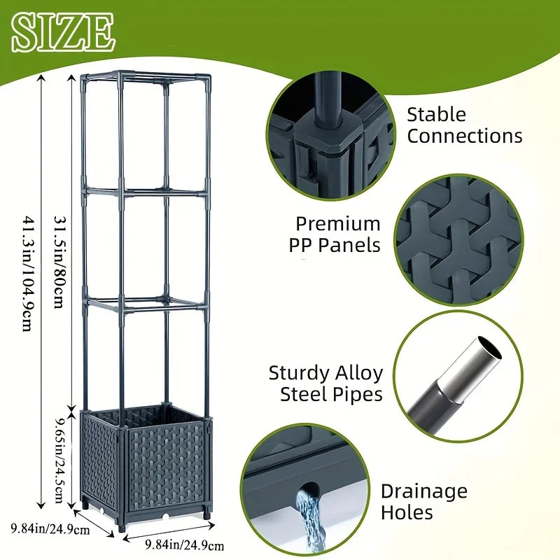 2-pack Tomato Planter Box with Lattice Frame Garden Bed Planter Box Self-watering Cucumber Terrace Good Vibrations