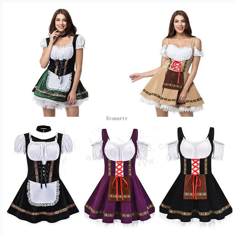3xl Women Oktoberfest Costume German Bavarian Dirndl Beer Maid Fancy Dress German Bavarian Beer Outfit Cosplay Halloween Costume Good Vibrations