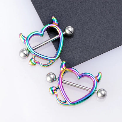 1 Pair 14G Stainless steel Breast Piercing Jewelry Heart Nipple Piercing Bar Nipple Rings Shield Cover Barbell Sexy Piercings Good Vibrations