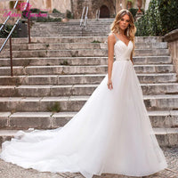 2023 Elegant Tulle Bridal Gown Spaghetti Straps Wedding Dress for Beach African Weddings Plus Size Vestido De Noiva Good Vibrations
