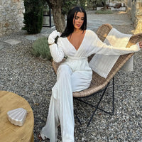 K10781 Factory Wholesale Women's Clothing V-neck Long Sleeve Cardigan Autumn and Winter Leisure Two-Piece Set Good Vibrations