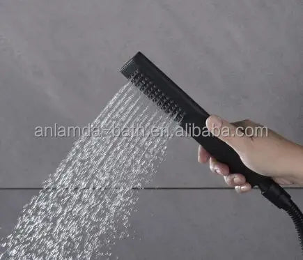 Luxury Black Brass 2 Function Button Touch Digital Shower System Bathroom Thermostatic Hot and Cold Concealed Shower Mixer Set Good Vibrations