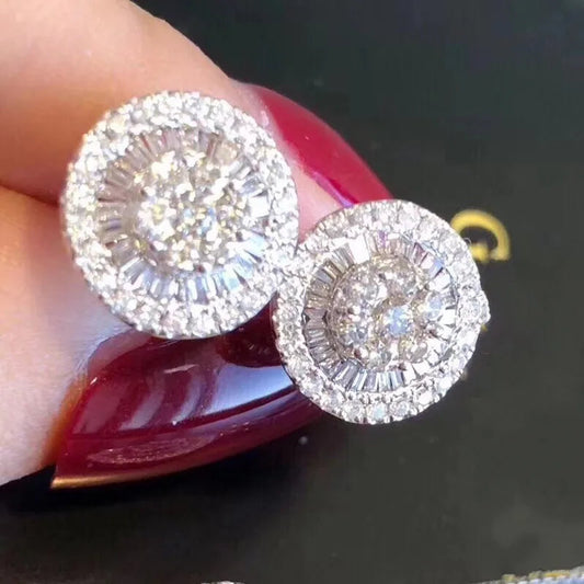Charm 14K Gold Lab Diamond Stud Earring Real 925 sterling silver Jewelry Engagement Wedding Earrings for Women Bridal Party Gift Good Vibrations
