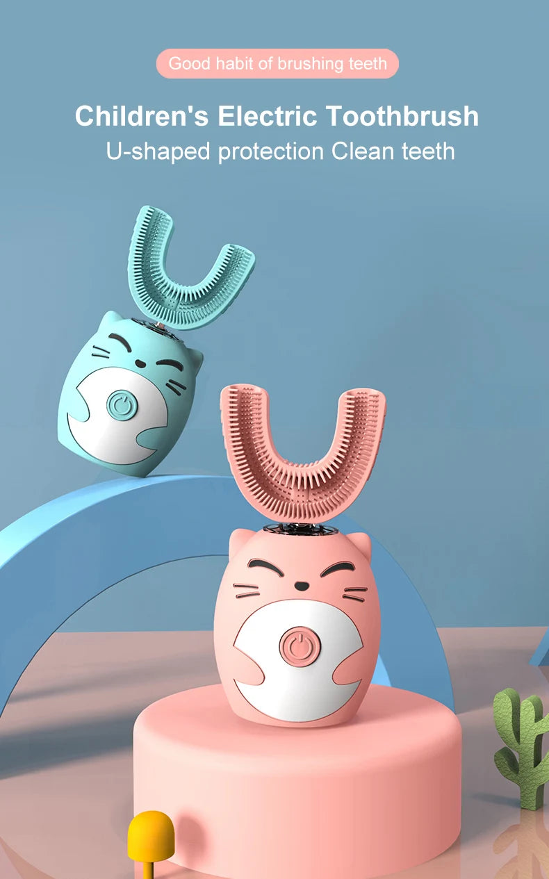 Sonic Electric Toothbrush Kids U-shaped Smart 360 Degrees Ultrasonic Tooth Brush Teeth Whitening For Children IPX7 Waterproof Good Vibrations