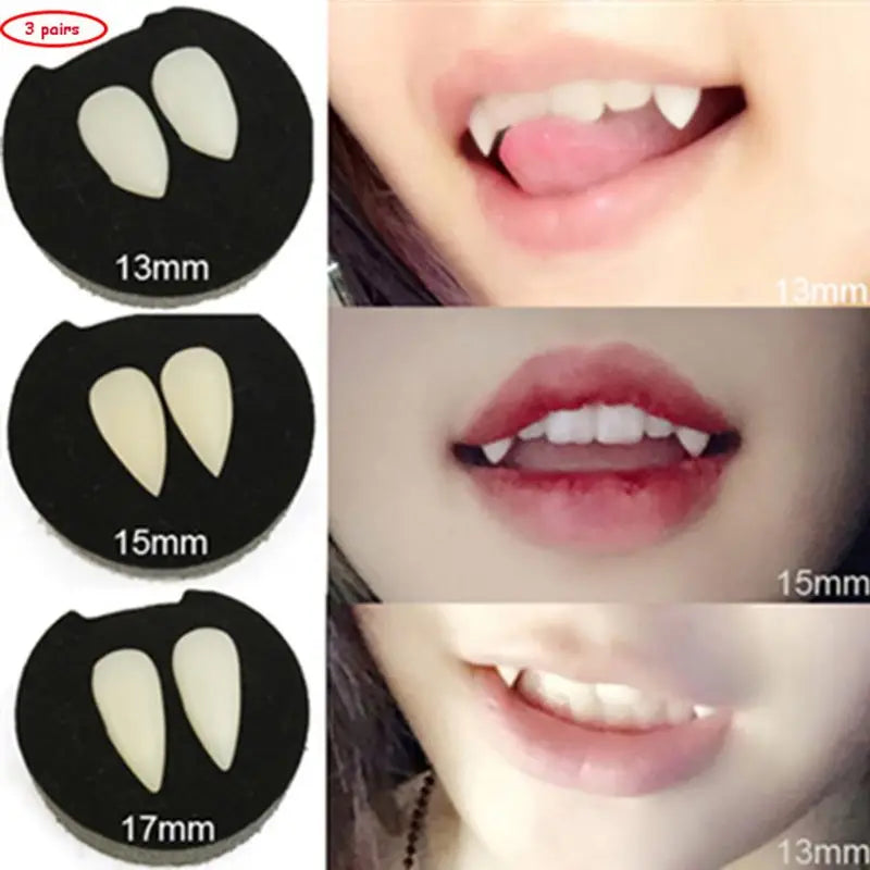 Adult Kids Halloween Party Costume Horrific Dress Vampire False Teeth Fangs Dentures Cosplay Photo Props Favors DIY Decorations Good Vibrations