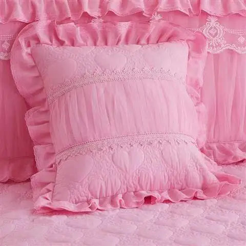 Princess 1 Piece Lace Bed Skirt + 2 Piece Pillowcases Bedding Bedspreads Sheet Pink Lace Bedding Set Bed For Girl Bed Cover