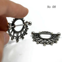 1Pair Flower Charming Nipple Rings For Women Body Piercing Jewelry Nipple Piercing Heart Barbell 14G Nipple Shield Good Vibrations Adult Super Store