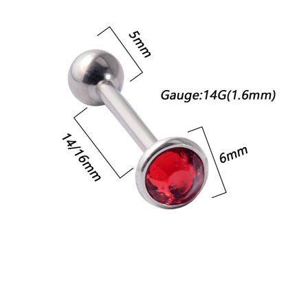 1PC Anti-Allergy Surgical Steel Tongue Rings Women Flat Zircon Piercing Tongue Barbells Piercing Body Jewelry 14g Good Vibrations