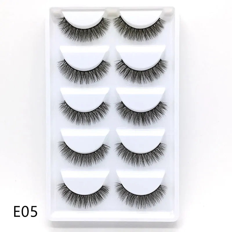 5 Pairs Multipack 3D Soft Mink Hair False Eyelashes Handmade Wispy Fluffy Long Lashes Natural Eye Makeup Tools Faux H13 E08 E01 Good Vibrations