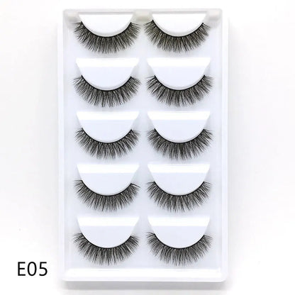 5 Pairs Multipack 3D Soft Mink Hair False Eyelashes Handmade Wispy Fluffy Long Lashes Natural Eye Makeup Tools Faux H13 E08 E01 Good Vibrations