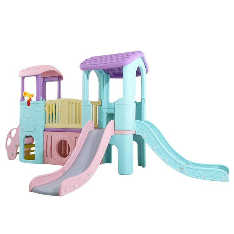 High Quality Children Playhouse Kindergarten Kids Play House Small Plastic Indoor Playground Equipment with Slide Toy Good Vibrations