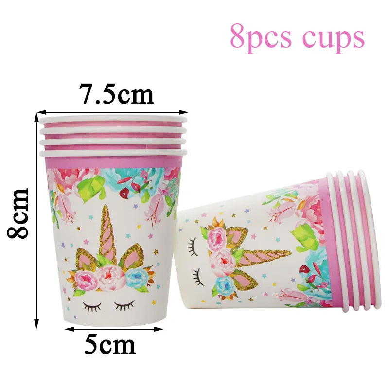 Unicorn Decoration Birthday Party Decor Kids Unicorn Disposable Tableware set Unicornio Baby Shower Girl Birthday Party Supplies Good Vibrations