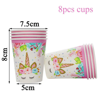 Unicorn Decoration Birthday Party Decor Kids Unicorn Disposable Tableware set Unicornio Baby Shower Girl Birthday Party Supplies Good Vibrations