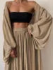 Lazy Style Women Set Solid Shirt Wipe Chest Wide Leg Pants Elegant Women Pants Set Woman Clothes Outfits Good Vibrations