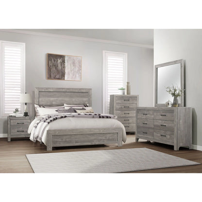 DB Rustic Gray Finish Wooden Full Size Panel Bed Bedroom Furniture in a Box Includes Mattress Good Vibrations