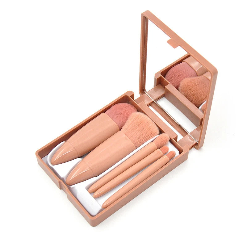 Makeup Brushes Set Travel 5-Piece Multi-Function Synthetic Hair Fan Brush Cosmetic Kit for Powder Blush Foundation Eye Shadow Good Vibrations