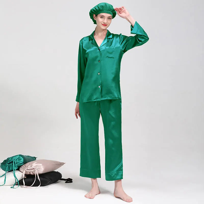 Wholesale 22 Momme Women's Long Sleeve 2 Piece Sets Silk Pajamas Mulberry Silk Pajamas for Women Set Good Vibrations