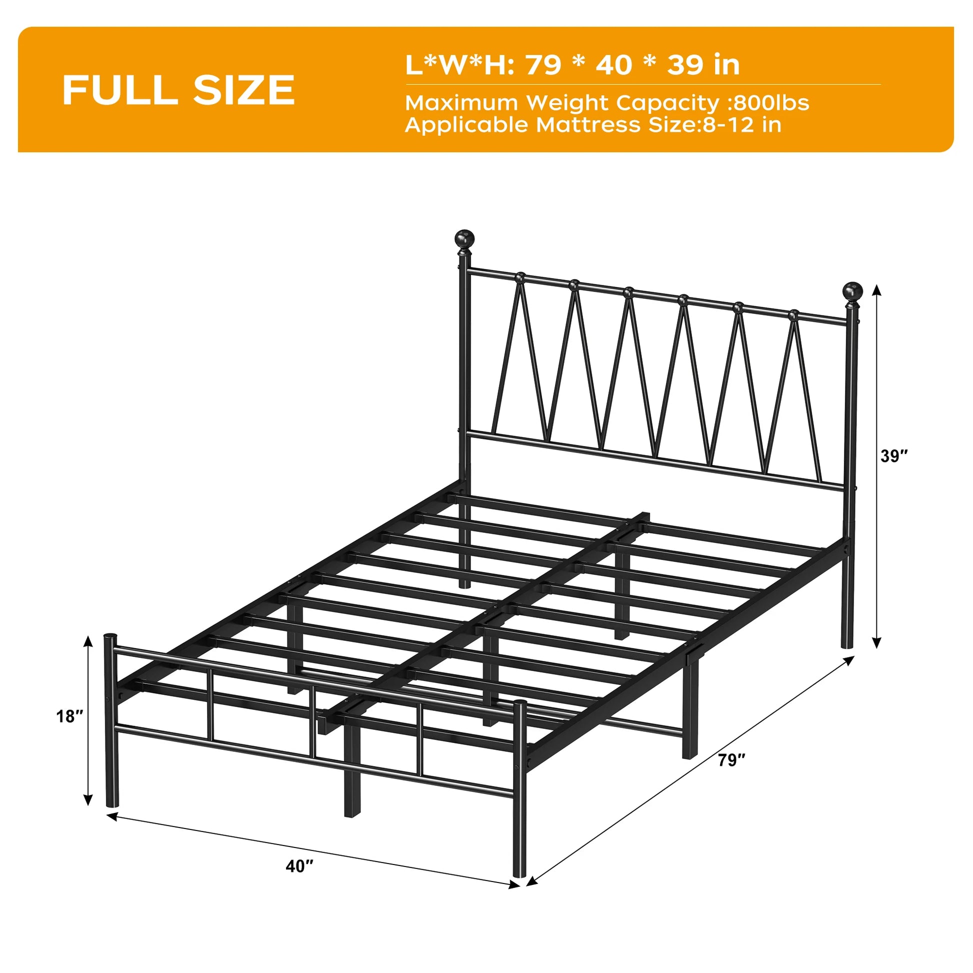 Single Size Bed Frame Heavy-Duty Platform with Metal Slats Support No Box Spring Needed/Easy Assembly Matte Black Good Vibrations