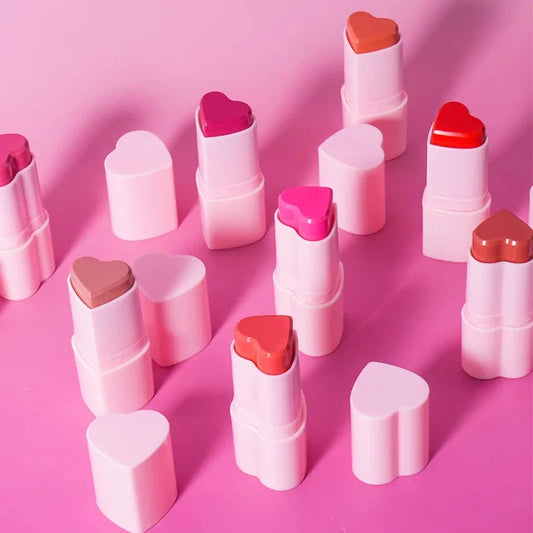 Custom LOGO hot sale heart-shaped rouge stick blush stick lipstick natural colour correction stick lipstick blusher Good Vibrations