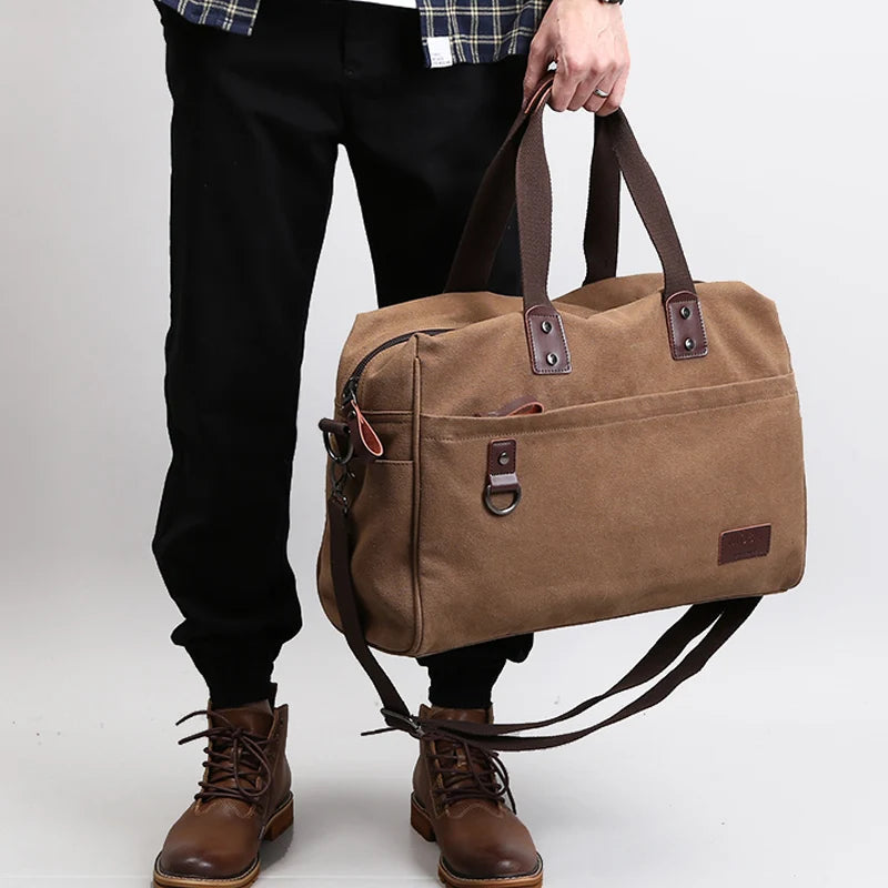 Canvas Briefcase Bags for Men Shoulder Bag Business Laptop Messenger Bags Good Vibrations
