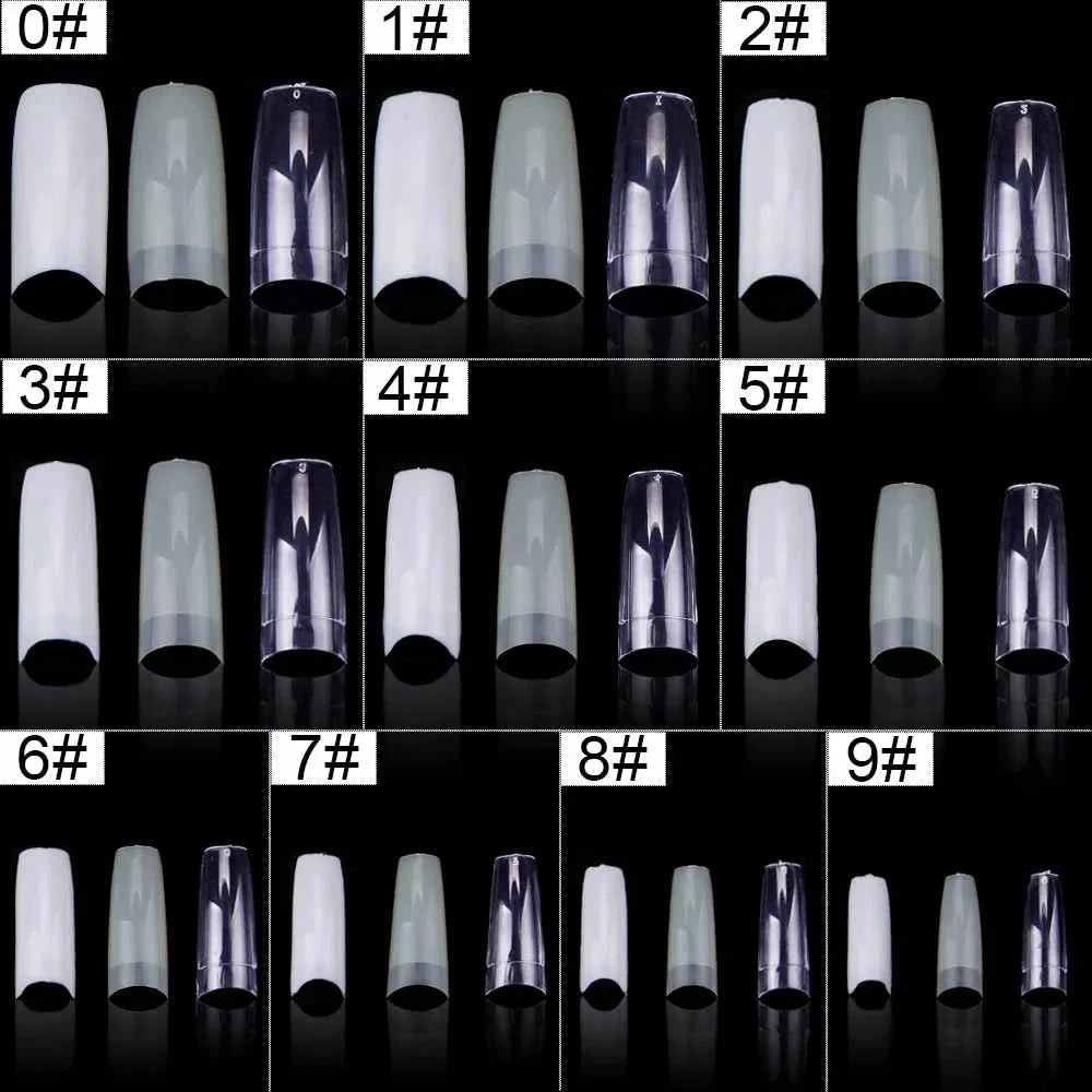 Nail Capsules 500pcs/Box Artificial Nail Tips Full Cover Nails Tips Acrylic Transparent Nail Capsules French Manicure False Nail Good Vibrations